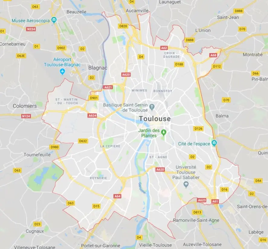 Carte de Toulouse et ses quartiers